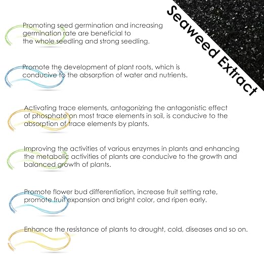 Seaweed Extract, 100% Water-Soluble granular Organic high-Efficiency Fertilizer, Used for Plants, Gardens, and Agriculture(400g/14.1oz)