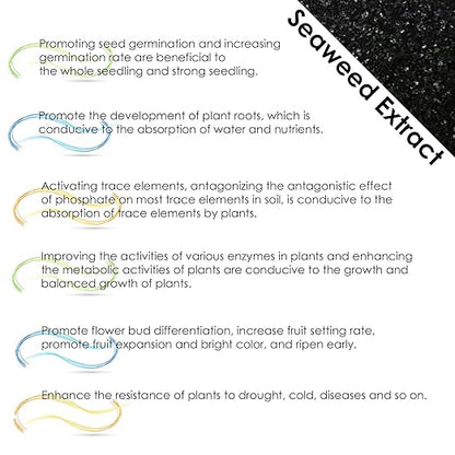 Seaweed Extract, 100% Water-Soluble granular Organic high-Efficiency Fertilizer, Used for Plants, Gardens, and Agriculture(400g/14.1oz)