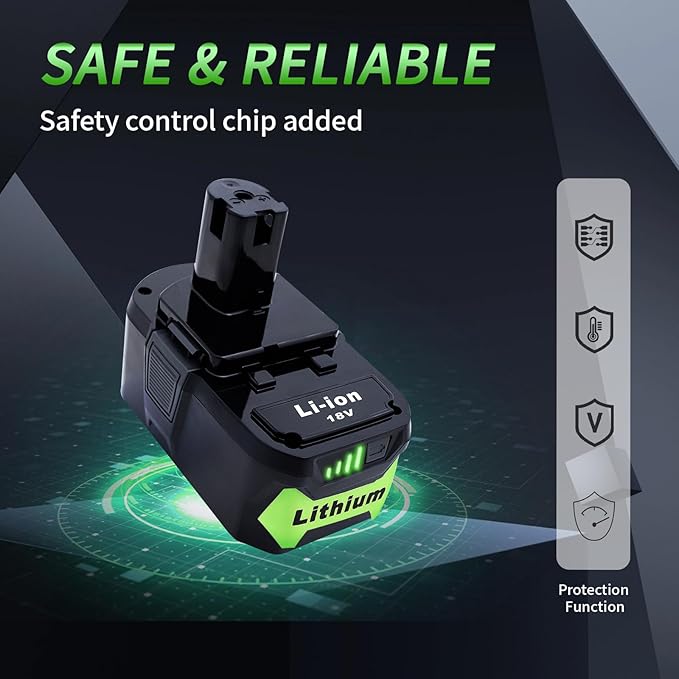 2 Packs 6.0Ah 18V Battery Replacement for Ryobi 18V Lithium-Ion Battery, Compatible with Ryobi 18 Volt Batteries Cordless Power Tools