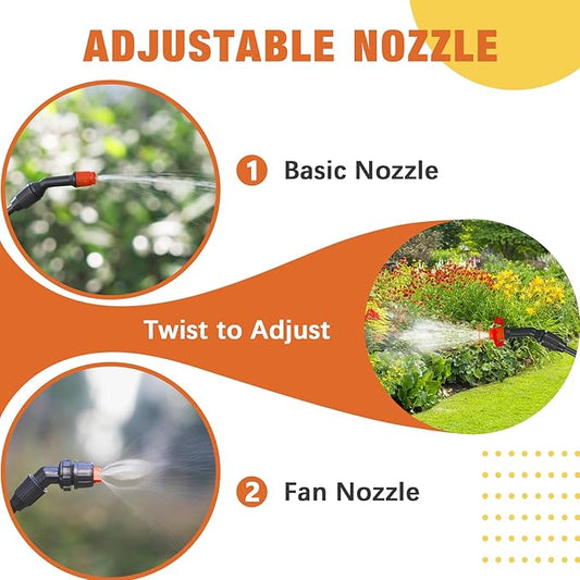 1 Gallon/3.78L Pressure Sprayer - Multi-Use Pump Mister for Garden, Lawn & Home with 2 Nozzles, Shoulder Strap & Gloves - Ideal as Weed, Plant & Water Sprayer