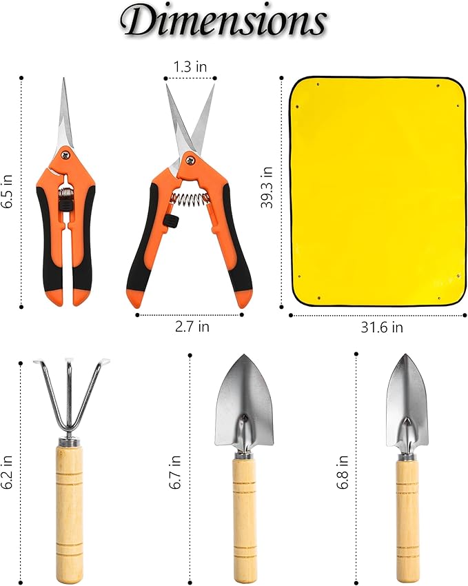 Josteve Plant Repotting Mat, 5Pcs Succulent Tools Mini Garden Small Gardening Tools Indoor, Pruning Shear Gardening Scissor, Hand kit for Bonsai, Cactus, Fairy, Houseplant Transplanting, Seedling
