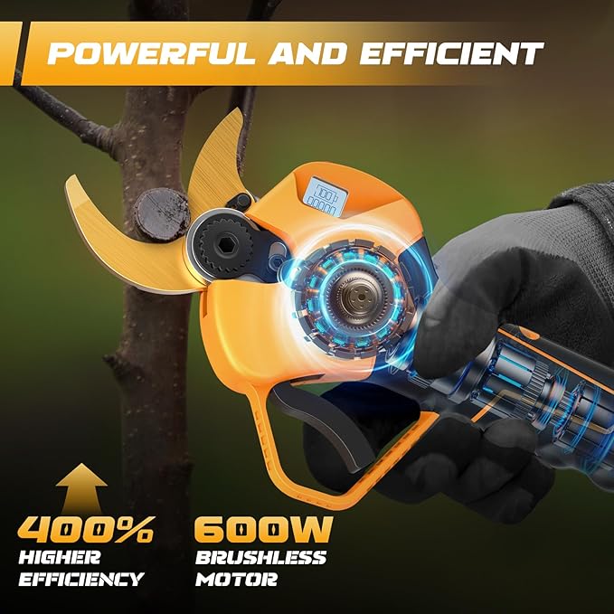 2-in-1 Pole Pruning Shears Cordless, 1.6" Cutting Diameter Electric Pruning Shears with Extension Pole, 21V 2×4.0Ah Battery Powered Pruner, 13.7FT Reach Power Pole Pruner for Tree Trimming