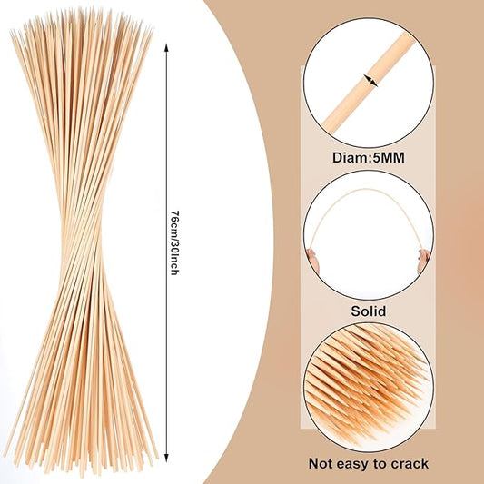 70PCS Marshmallow Roasting Sticks,30 Inch Marshmallow Sticks for Fire Pit 5mm Thick Bamboo Skewers for Smores Roaster Barbecue Campfire,Weddings and Plant Stakes