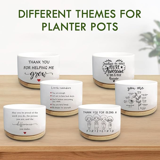 Christian Religious Gifts for Women, Succulent Plant Pot, Cactus Flower Planter Gifts, Inspirational Motivational Gifts for Women Friend, Plant Pots for Office Desk Table Shelf (No Plants)