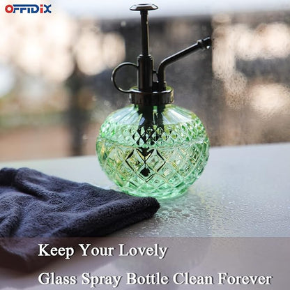 OFFIDIX Plant Mister, Mister Spray Bottle for Plants,Glass Spray Bottles with Plastic Bronze Plastic Top Pump,300ML Small Watering Can for Gardening, Cleaning (Light Green)