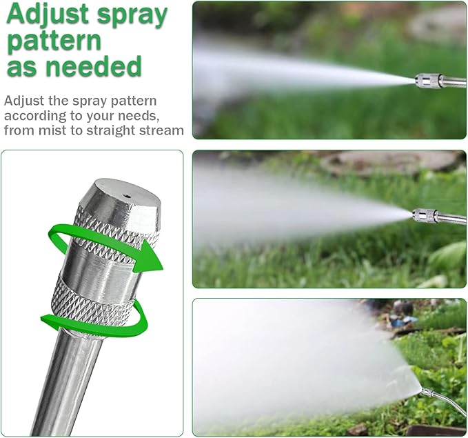 Stainless Steel Sprayer Wand Replacement with 3 Types of Nozzles, Fan Nozzle, 1/4" & 3/8" Brass Barb and 2 Hose Clamps (29 Inch Wand with 3 Nozzles)