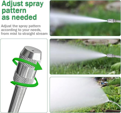 Sprayer Wand with 3 Types of Nozzles, Fan Nozzle Replacement Sprayer Wand, Stainless Steel Sprayer Wand Replacement with 1/4" & 3/8" Brass Barb and 2 Hose Clamps (3 Nozzles 44 Inches Sprayer Wand)