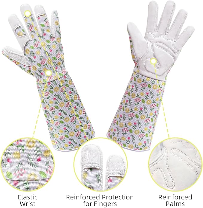 Gardening Gloves, Garden Gloves for Women Thorn Proof, Breathable Leather Work Gloves for Yard Pruning, Planting