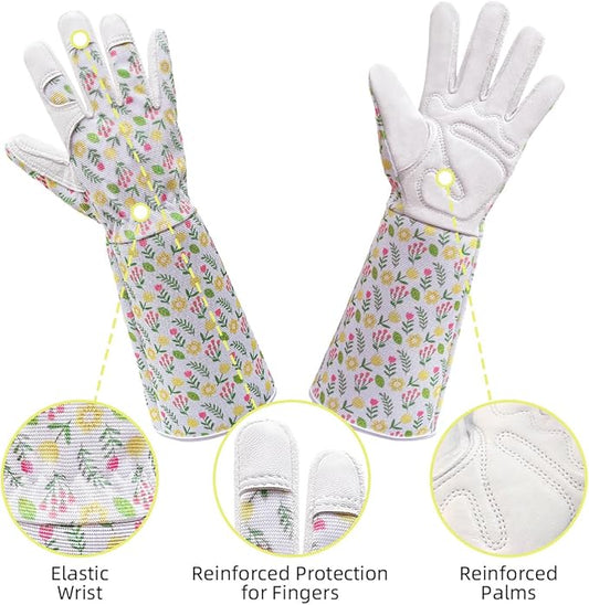 Gardening Gloves, Garden Gloves for Women Thorn Proof, Breathable Leather Work Gloves for Yard Pruning, Planting