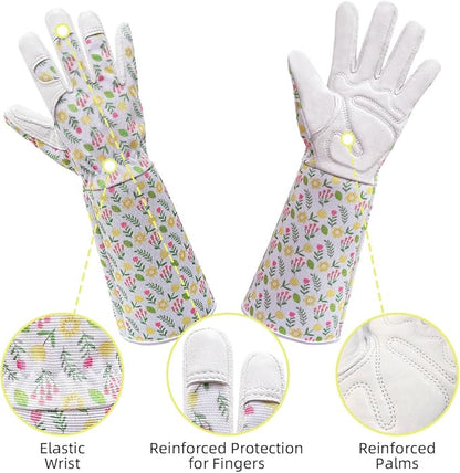 Gardening Gloves, Garden Gloves for Women Thorn Proof, Breathable Leather Work Gloves for Yard Pruning, Planting