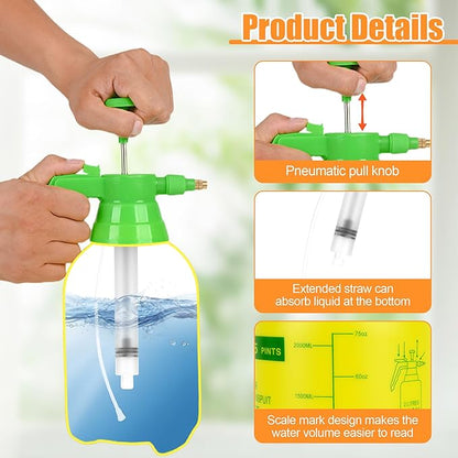 4 Pcs 1/2 Gallon Plastic Handheld Pump Sprayer – Garden Pressure Sprayer Bottle with Adjustable Nozzle for Plants, Cleaning, Household Tasks – White & Yellow