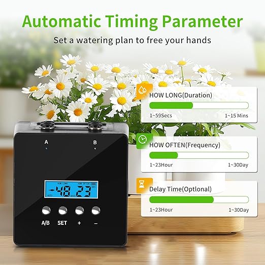 Plant Watering Devices, 20 Potted Indoor Houseplants Support, Plant Watering Devices, Auto Drip Irrigation Kit Programmable Water Timer