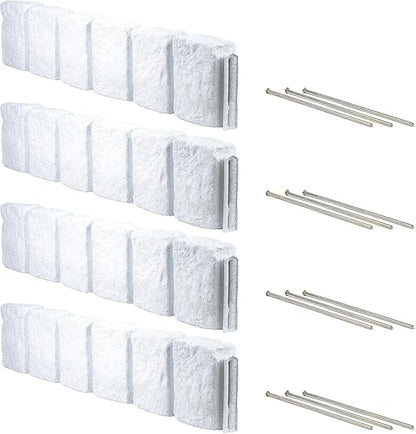 Beuta Landscape Edging | Garden Edging Border | Faux Stone Block XL for Lawn Edging, Flower Beds & Yard Edging – 4 Pack | Each Section Has 6 Blocks 48" L x 4" W x 9.5" H | 12 Spikes | Limewash