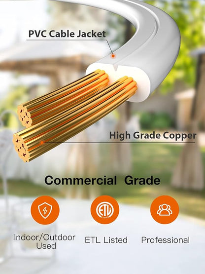 addlon 48 FT Outdoor String Lights Commercial Grade Weatherproof, 18 Edison Vintage Bulbs, 15 Hanging Socketsand 3 Spare Bulbs, ETL Listed Decorative Cafe Patio Lights for Bistro Garden, White