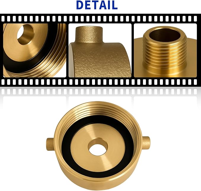 Fire Hydrant Hose Adapter 2-1/2" NST(NH) Female x 3/4" GHT Male Brass for Fire Hose or Pipes with Pin Lug Garden Hose Adapter