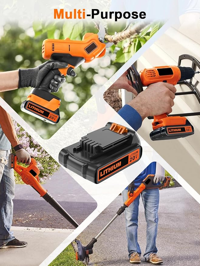 IEFUU 2 Packs 2.0Ah LBXR20 20V Max Lithium ion Battery Compatible with Black and Decker LB20 LBX20 LST220 LBXR20B-2 LBXR2020 Black & Decker Weed Eater Trimmer Extended Runtime Cordless Power Tools