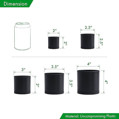 D'vine Dev Pack of 20 Plastic Plant Pots (4 Set of 2 Inch, 2.5 Inch, 3 Inch, 3.5 Inch, 4 Inch) Small Garden Planter Pots for Plant with Drainage Holes and Saucers, Black, 74-U-B