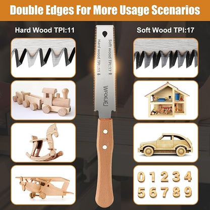 6 Inch Japanese Pull Saw，Hand Saw Woodworking Tools，Wood Handle, Sharp & Lightweight for Woodworking