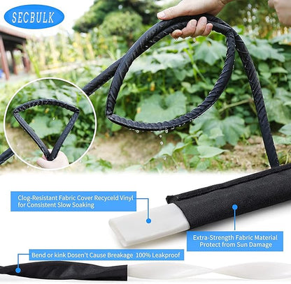 2025 Flat Soaker Hose 200 ft for Garden, 200' (50ft x 4) Linkable Drip Hose Diy Garden Irrigation System Saving 80% Water, Dual-layer Leak-free Design Water Hose with Holes
