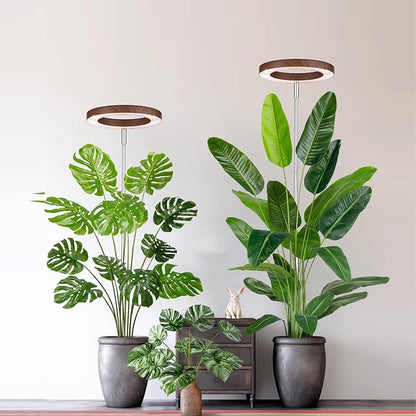 yadoker Plant Grow Light, LED Growing Light Full Spectrum for Indoor Plants,Aluminum Walnut Wood Grain Plant Lights,Height Adjustable, Automatic Timer, 5V Low Safe Voltage,Idea for Large