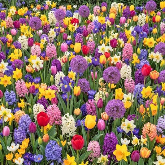 80 Mixed Flower Bulbs for Fall Planting, Assorted Colorful Spring Blooms, Hardy Perennial Mixed Flower Bulbs for Beds, Borders & Containers, Large Size Flowers Bulb