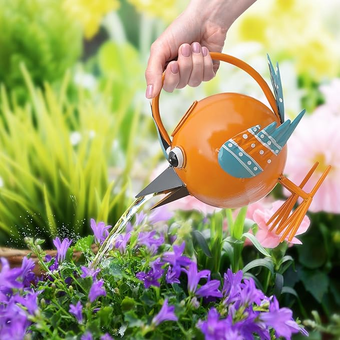 Metal Cute Bird Watering Can,Watering Can Indoor/Outdoor Plants, Decorative & Functional 1.8 L/0.5 Gallon Water Pot for House Flowers Plant, Home,Farmhouse Garden Decor