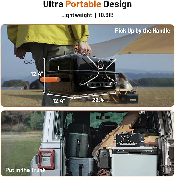 KEYO GRILL 16-Inch Heavy Duty Portable Charcoal Grills, 168 Sq. In. Dual Vent Control Camping BBQ Grills with Foldable Legs, Lid Thermometer Compact Outdoor Grill for Backyard, Tailgate, Boat