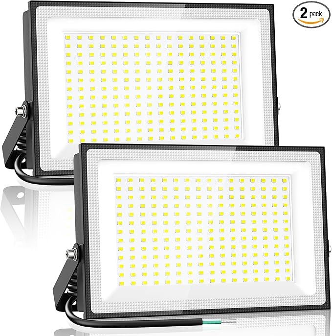 Onforu 200W LED Flood Lights Outdoor, 18000LM Bright Security Light, IP66 Waterproof Outdoor LED Lights, 6500K Daylight White Floodlight for Garage, Yard, Garden, Stadium, Playground, Arena(2 Pack)