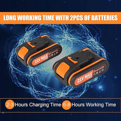 Electric Pruning Shears, Bravolu 21V Professional Power Secateurs Battery Powered, 2 x 2Ah Batteries, Cordless Pruning Shears Equipped With a Brushless Motor - 30mm [1.2 Inch] Cutting Diameter