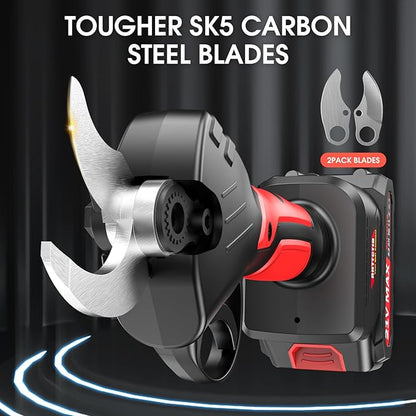 Electric Pruning Shears, 40mm 1.6" Cutting Diameter Cordless Power Pruner for Gardening with 2Pcs 2000mAh Rechargeable Batteries & Replacement Blades Set, Tree Pruner Branch Cutter (Black)