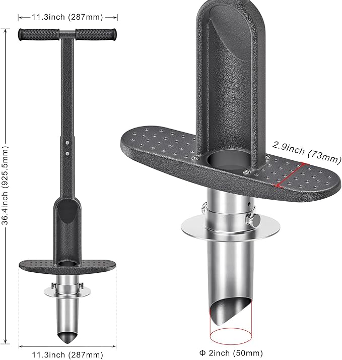 Grass Plugger Tool with Adjustable Digging Depth from 3 to 6 Inch Bulb Planter with Long Handle Plug Cutter Bulb Transplanter Tool for Plants Digging Holes, Repair of Turf, Transplant Seedling