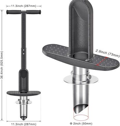 Grass Plugger Tool with Adjustable Digging Depth from 3 to 6 Inch Bulb Planter with Long Handle Plug Cutter Bulb Transplanter Tool for Plants Digging Holes, Repair of Turf, Transplant Seedling