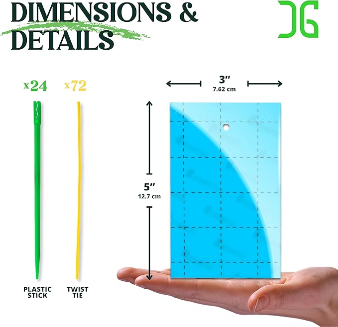Catchmaster GRO Blue Regular Double Sided Sticky Traps 72PK, Adhesive Bug & Fruit Fly Trap, Pest Control for Home, Farm, Garden, Hydroponics & Greenhouse, Protect Live Plants Indoor & Outdoor