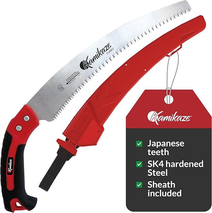 EZ Kut Kamikaze Saw Curved Blade with Scabbard - 19.3 Inch Heavy Duty Pruning - Carbon Hardened Steel Japanese Technology- Best Pruning Saw for Tree Trimming