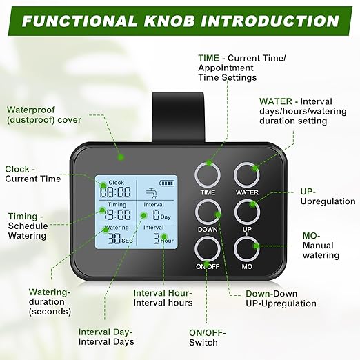 Automatic Plant Waterer Indoor: Drip Irrigation System with Large Display, Easy Programming, Vacation Plant Watering Devices for 15 Potted Plants, New Upgraded Christmas Tree Watering System