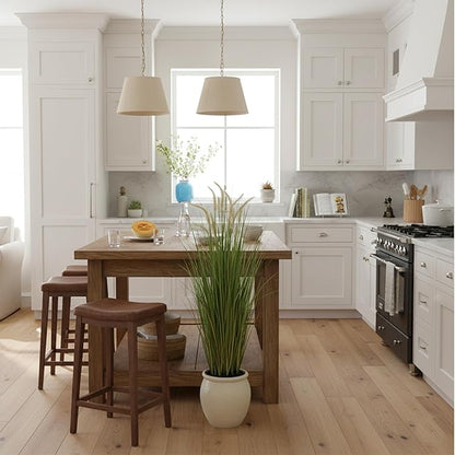 KOL Artificial 4ft Horsetail Reed Grass, 47.2in Artificial Indoor Outdoor Fake Grass Plant, Home Office Wedding Decorative Artificial Plants & Flowers in Pot Faux Plant Greenery, Housewarming Gift