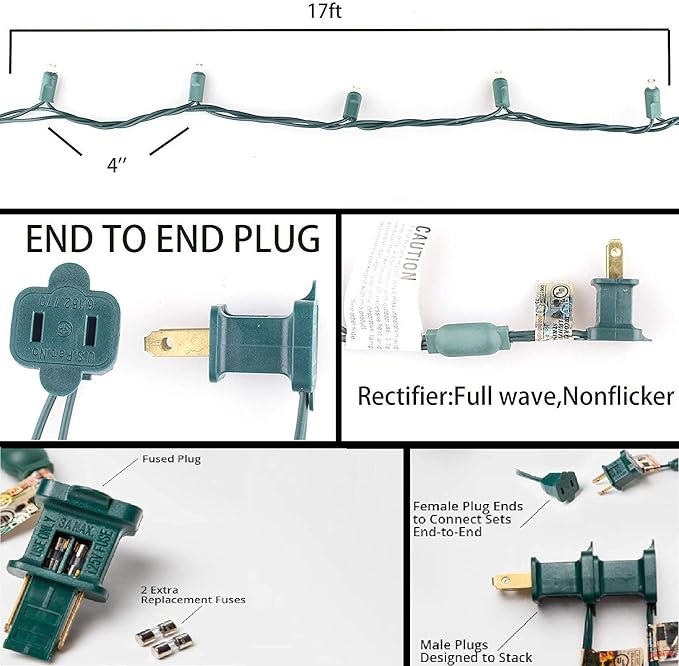 UL Listed 50 Count 5mm Red Led Lights,Outdoor Led String Lights For Garden Tree Decorations,17 Feet Green Wire (Red Color)