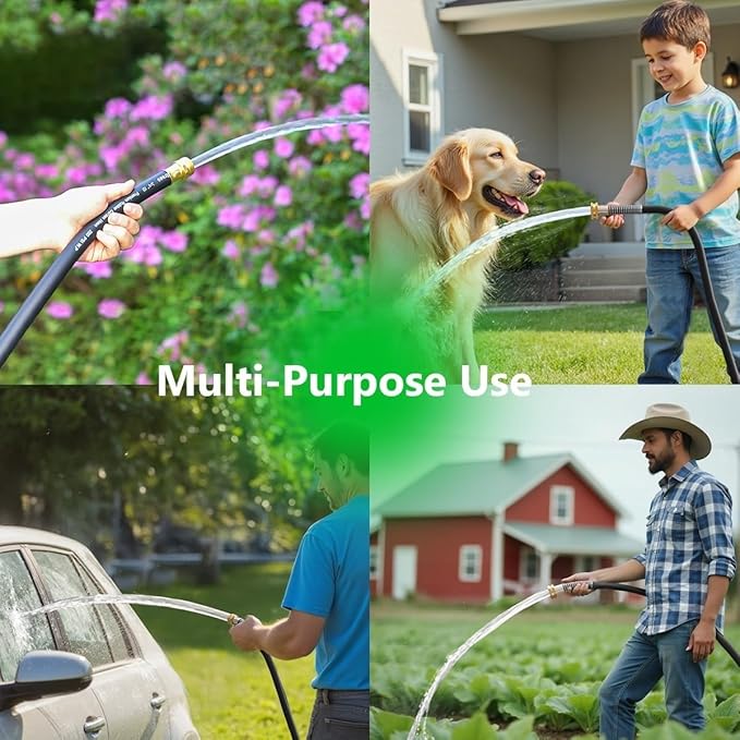 Leader Garden Hose 10ft x 3/4", Heavy Duty Short Water Hose, Male to Female Fittings, Five Layered Braiding for Durability, 1000PSI Burst, 300PSI Working (Black)