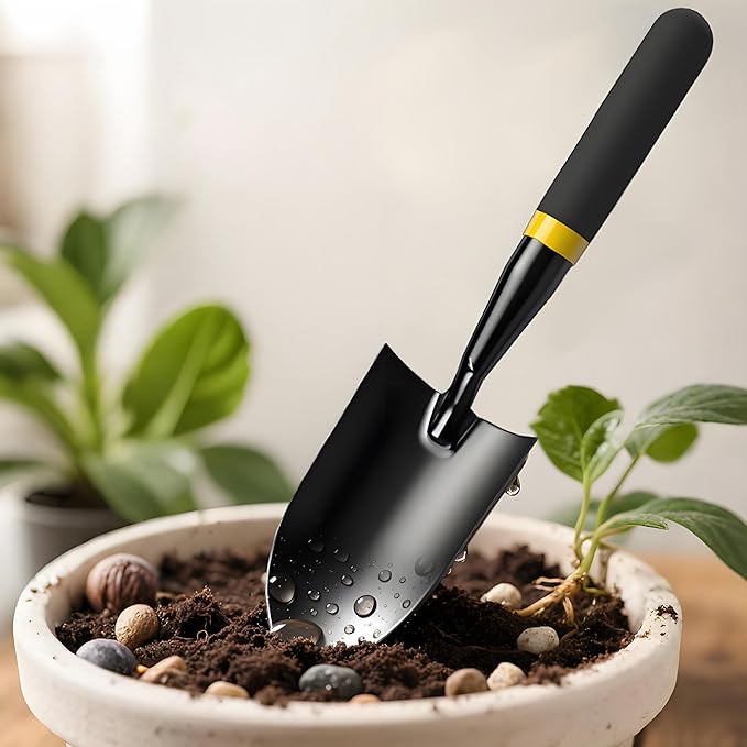 Garden Trowel - Metal Hand Shovel with Rubber Handle. This Garden Hand Trowel is Easy to use and Suitable for Soil Planting, Digging, transplanting and Outdoor Exploration Activities.