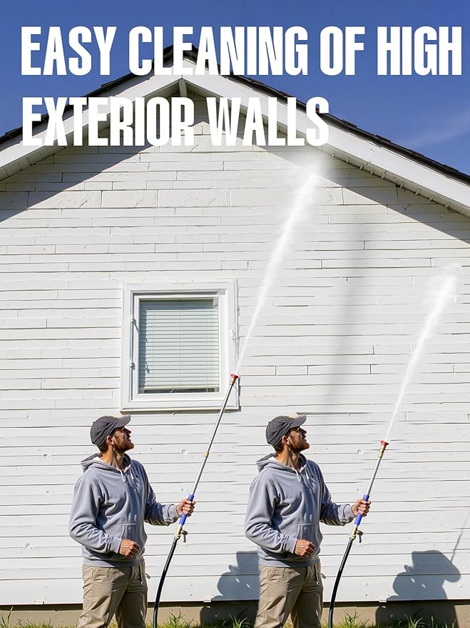 Upgraded Jet Nozzle Power Washer Wand Hose Nozzle, Adjustable Hydro Nozzle Wands 18-33 inch, Jet High Pressure Water Hose Sprayer with 5 Tips for Garden, Patio, Floor & Car, Blue