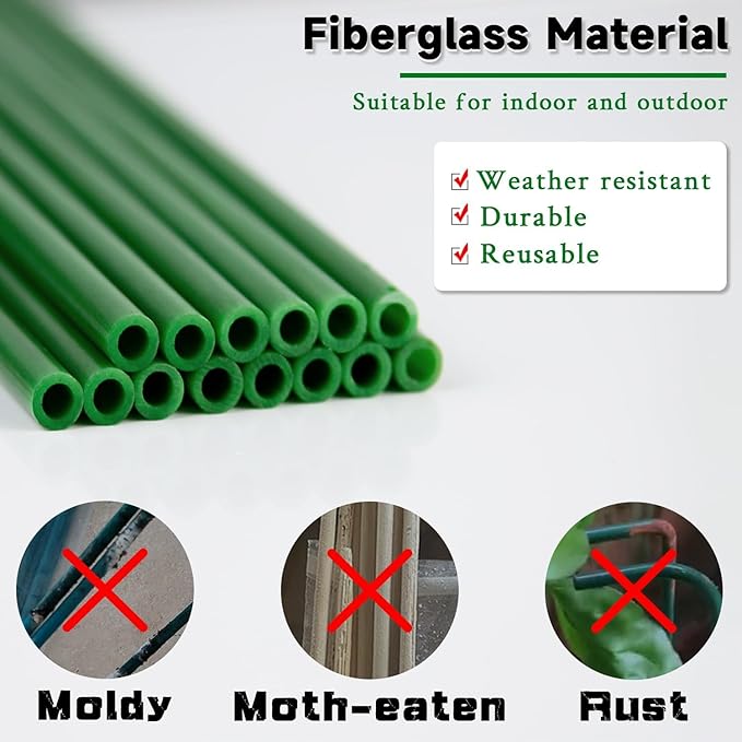 20Pcs Plant Support Stakes 17 inch SupKing Garden Orchid Sticks Extended to 3ft 4ft 5ft Plant Poles with Clips for Indoor Outdoor Potted Tomato Rose Amaryllis Vegetables Comes with 20 Ties