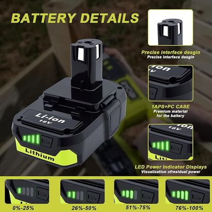 2 Pack P103 3.5Ah 18V Battery Replacement for Ryobi 18V Battery Compatible with Ryobi 18V Tools – Extended Power and Reliability