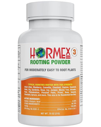 Hormex Rooting Hormone #3 - All-Purpose Rooting Powder for Common Garden & Houseplant Cuttings | Promotes Quick, Strong Roots on a Wide Variety of Plant Cuttings (0.3% IBA)