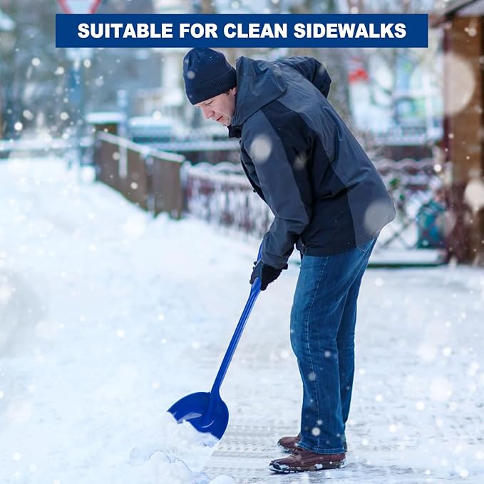 Frienda 3 Pieces Plastic Snow Shovel 43 x 14 Inches Heavy Duty Hygienic Shovel with D Shaped Grip Handle Large Durable Seamless Snow Scoop for Kitchen Gardening(Blue)