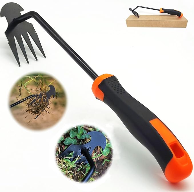 Hand Weed Puller Dual-Action 4-Claw Weeder with Ergonomic Grip Garden Tool for Efficient Root Removal Precision Weed Extraction Ideal for Garden Enthusiasts