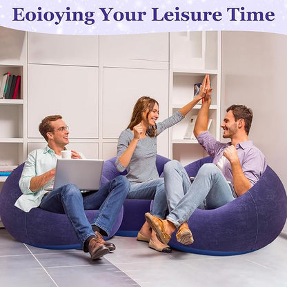 Realspring Inflatable Bean Bag Chairs Outdoor Blow up Camping Chairs Inflatable Lazy Sofa Folding Portable Bean Bag Loungers Couch for Movie Night(Blue,6 Pcs)