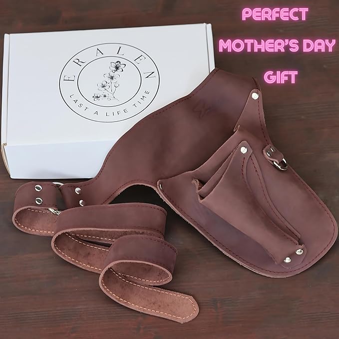 Leather Garden Tool Belt for Women- Utility Belt, Gardener Gifts, Florist Belt Holster, Gardening Belt, Small Tool Belt - Gift Box Included with Hammer Holder