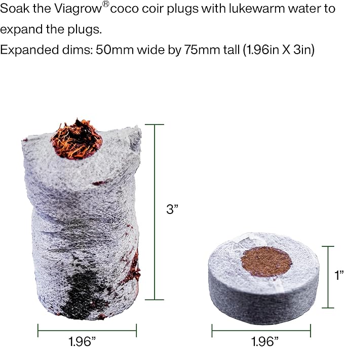 Viagrow® Coco Coir Seed Starter Plugs 50mm Brown Expandable Discs Indoor/Outdoor Growing Medium with Biodegradable Design (50-Pack) / A Product of The Harvest Company™