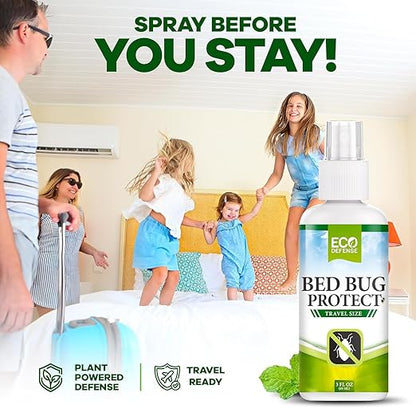 Eco Defense Bed Bug Spray Travel Size - TSA Approved 3 oz – Travel Essentials for Hotel, Cruise, Vacations - with Natural Essential Oils