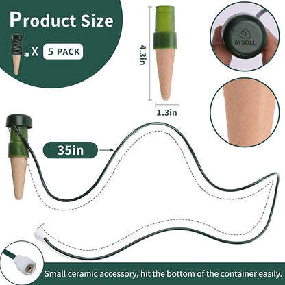 BYDOLL Plant Self-Watering Stakes Automatic Plant Dripper Watering Spikes for Indoor Outdoor Bonsai,Insert Devices for Vacation Garden use,Drip Irrigation System 5 Pack
